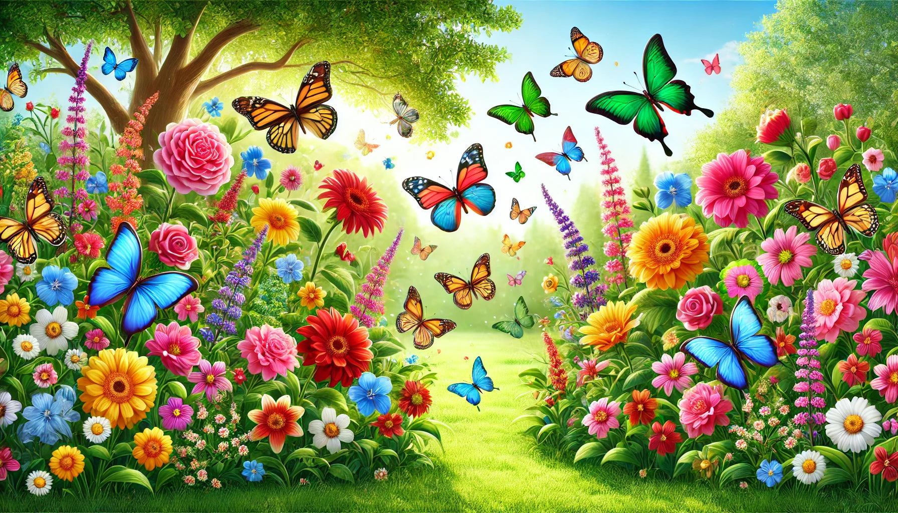 Beautiful Garden with Beautiful Butterflies Acrylic Prints