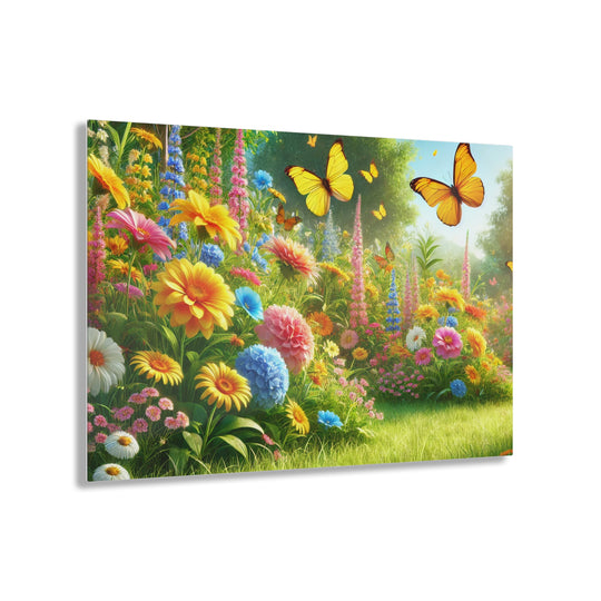 Radiant Garden and Butterflies - Acrylic Masterpiece