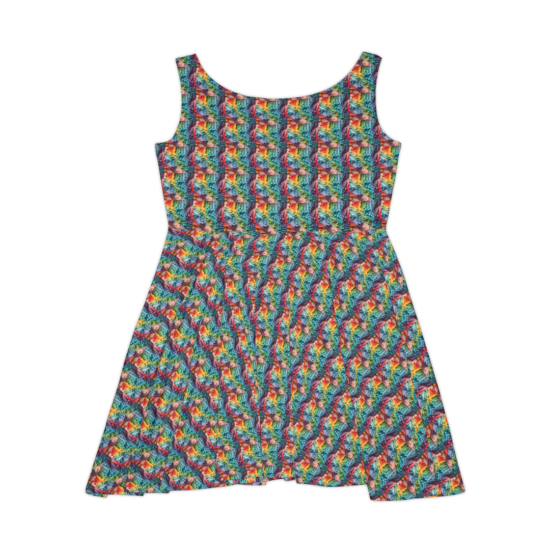 Chromatic Drip Vibe Women Skater Dress - Creative Canvas Corner
