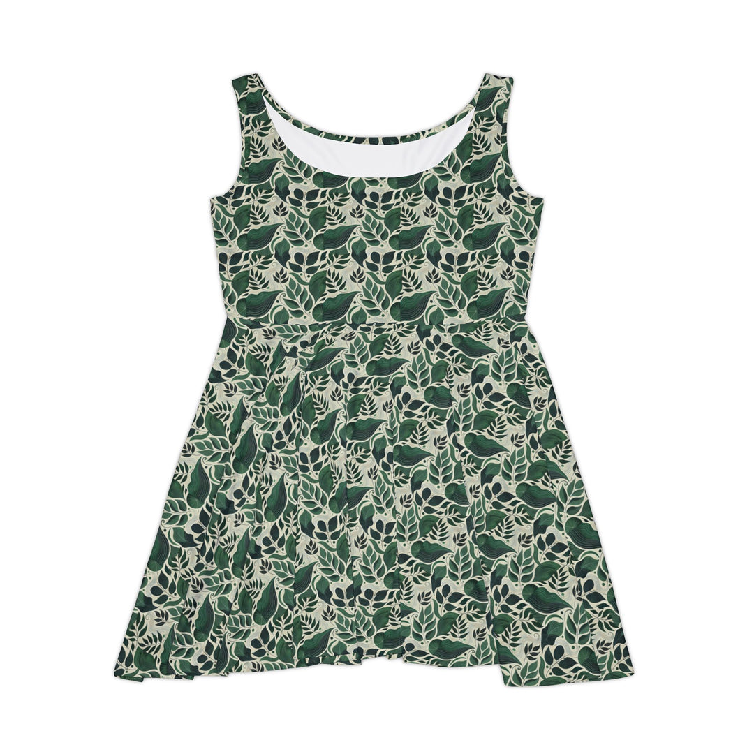 Minimalist Forest Green Skater Dress for a Natural Look