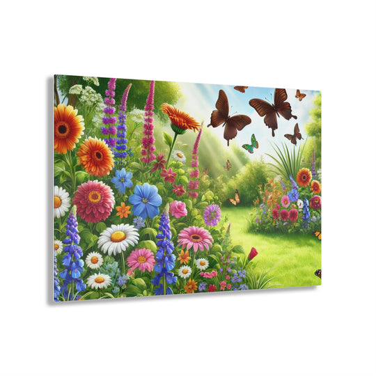 Daylight Delight - Garden and Butterflies Acrylic Painting