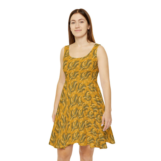 Minimalist Mustard Skater Dress for a Bold Statement