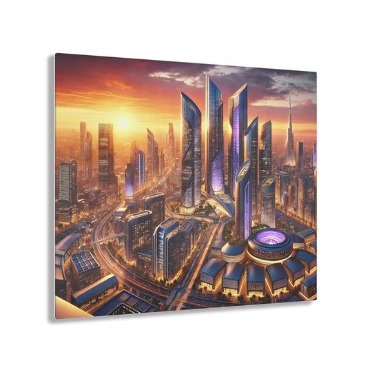 Futuristic Skyline at Dusk Acrylic Print