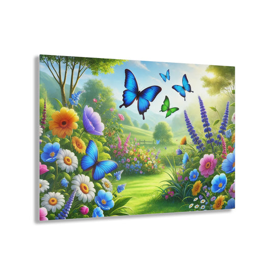 Butterfly Meadow - Green Garden Acrylic Painting