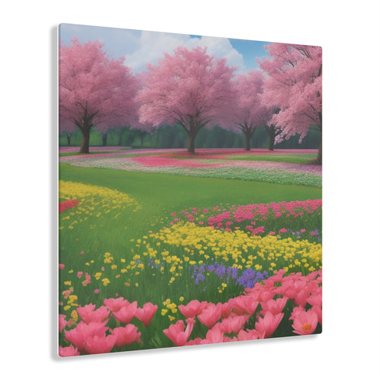 🍃 Pink Blossoms Amidst Greenery: Forest Magic 🌳 - Creative Canvas Corner