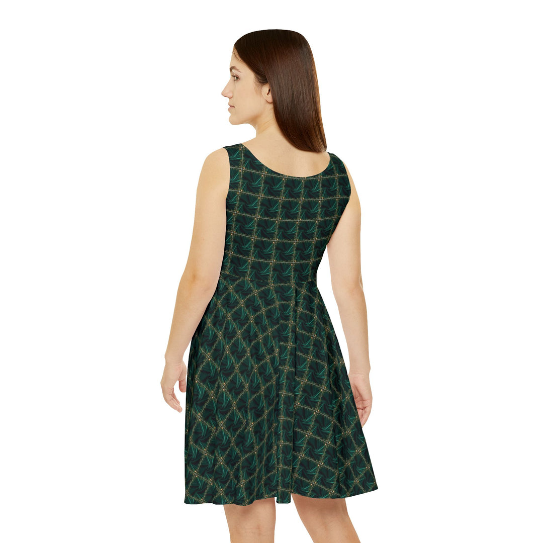 Green Velvet Skater Dress - Festive Holiday Cheer