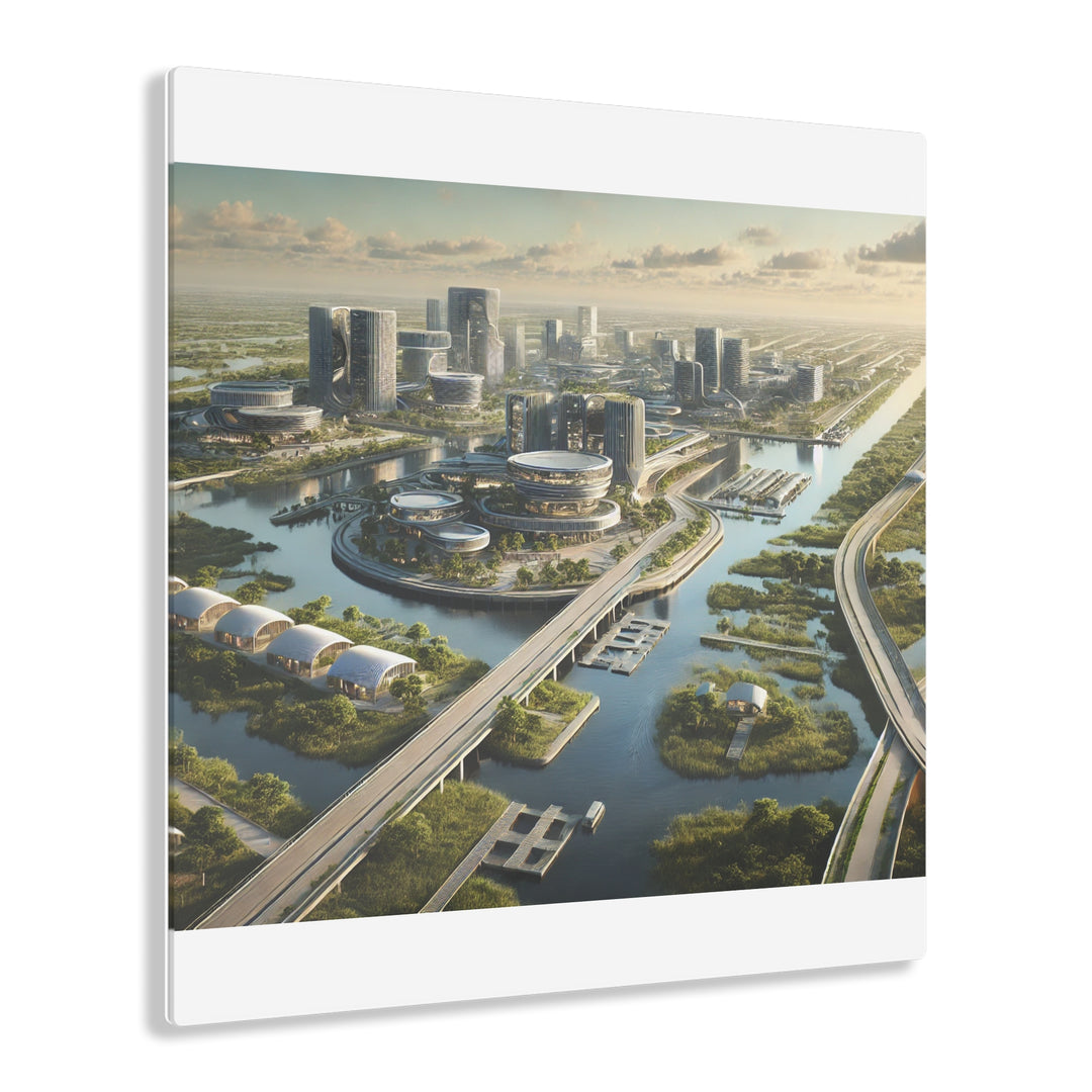 Futuristic Marshland City Acrylic Print