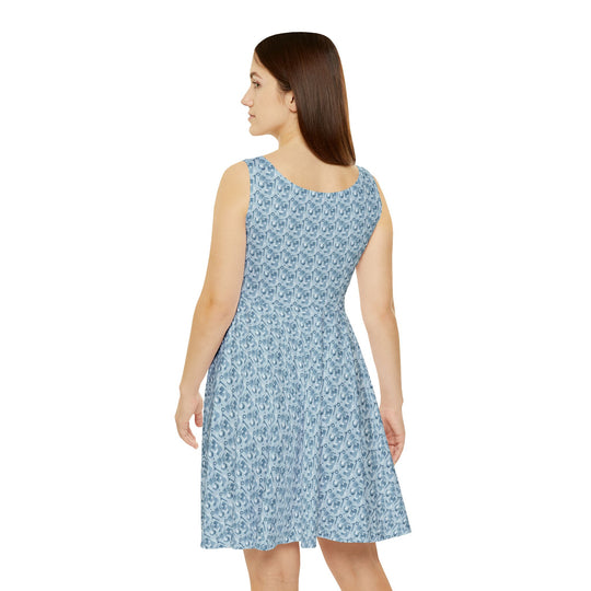 Elegant Light Blue Minimalist Skater Dress