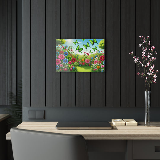 Butterfly Paradise - Green Garden Acrylic Art