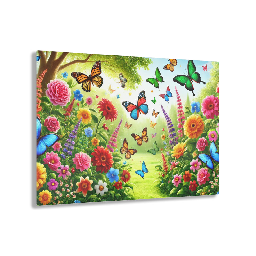 Daylight Garden Magic - Butterflies Acrylic Painting