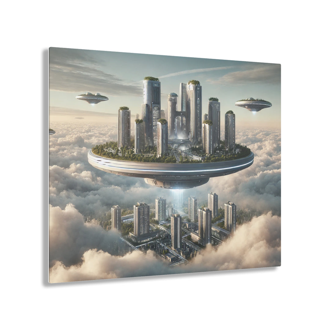 Floating Futuristic Island City Acrylic Print