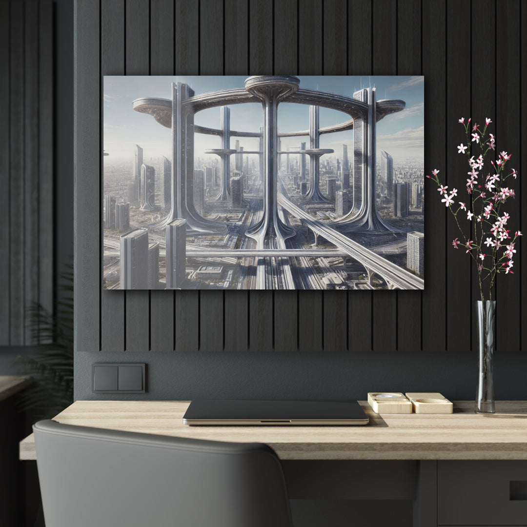 Skybridge Cityscape of the Future Acrylic Print