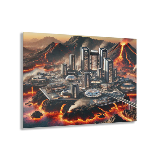 Futuristic Volcanic Island City Acrylic Print