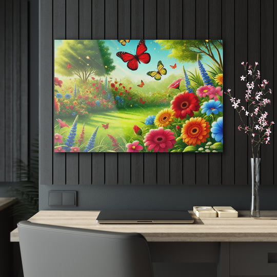 Nature's Garden with Butterflies - Acrylic Painting