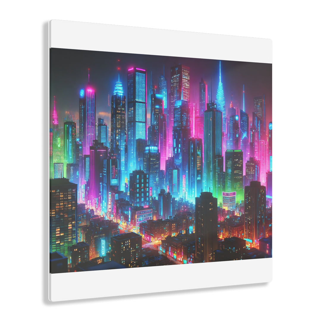 Neon Metropolis at Night Acrylic Print