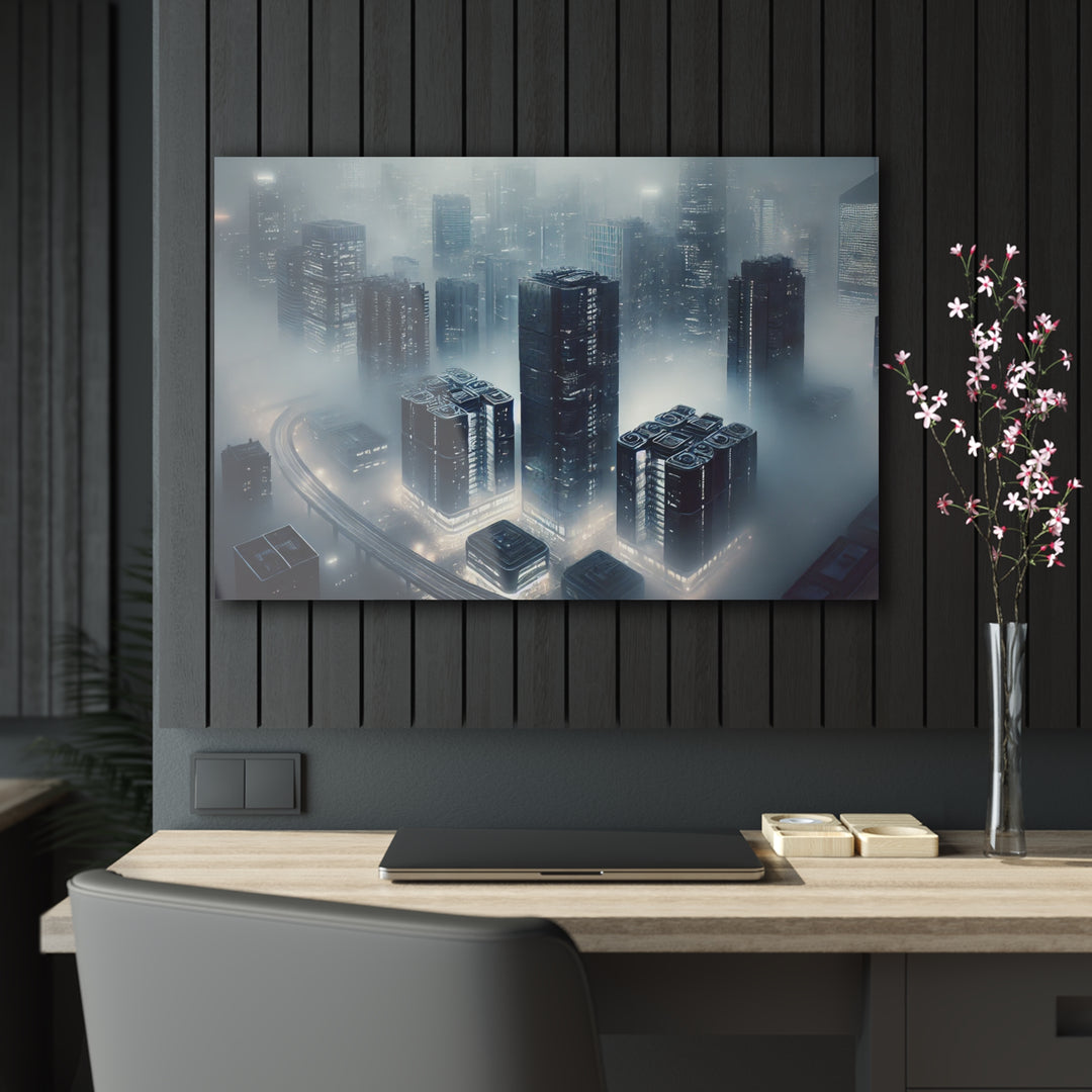 Futuristic Foggy Cityscape Acrylic Print