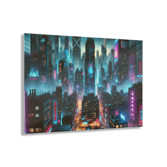 Cyberpunk Futurism Cityscape Acrylic Print