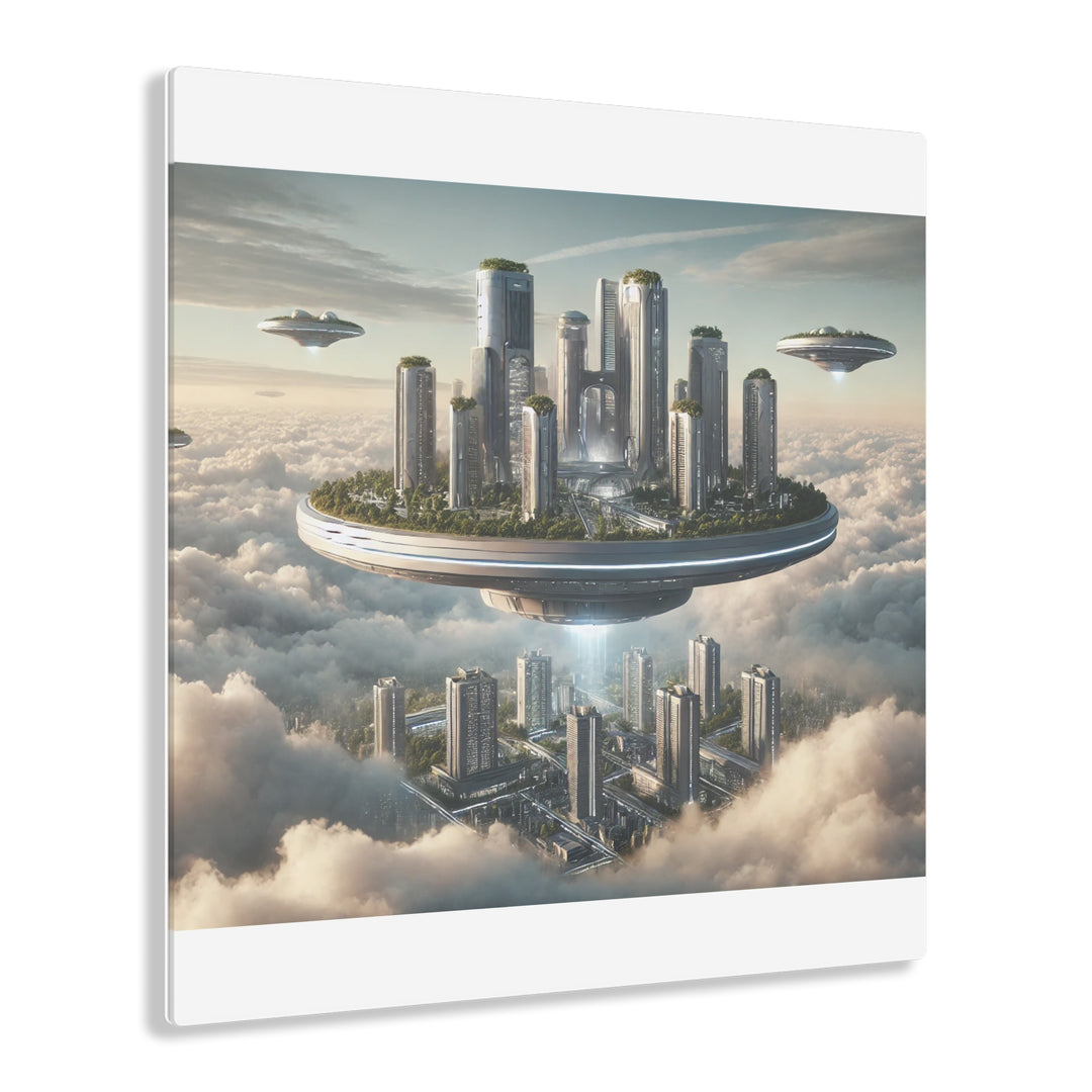 Floating Futuristic Island City Acrylic Print