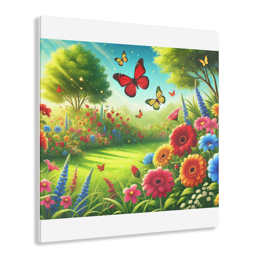 Nature's Garden with Butterflies - Acrylic Painting