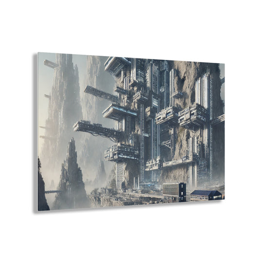 Futuristic Cliffside City Acrylic Print