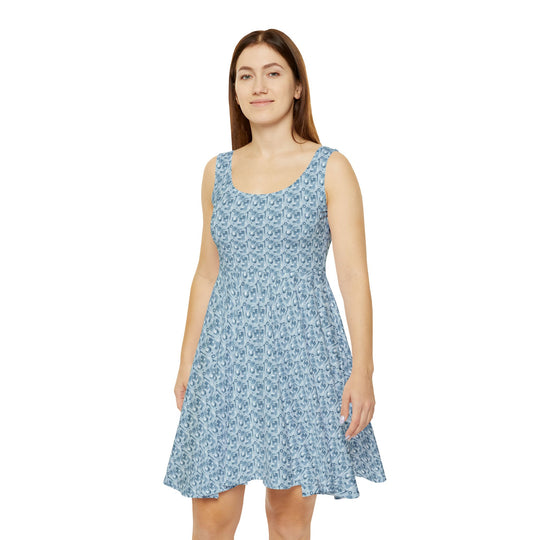 Elegant Light Blue Minimalist Skater Dress