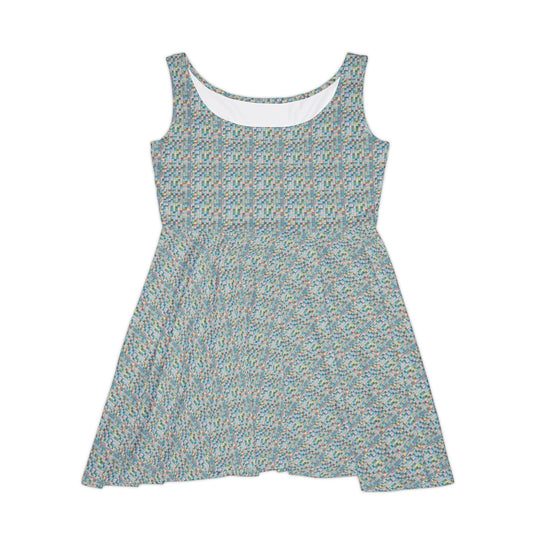 Pastel Grid Vibe Women Skater Dress