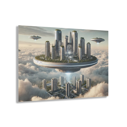 Floating Futuristic Island City Acrylic Print