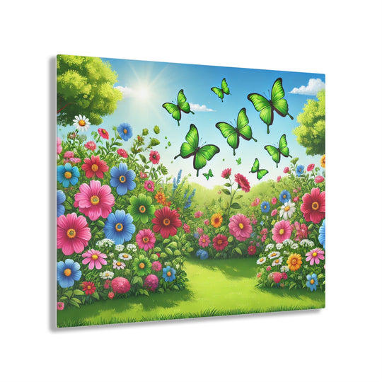 Butterfly Paradise - Green Garden Acrylic Art