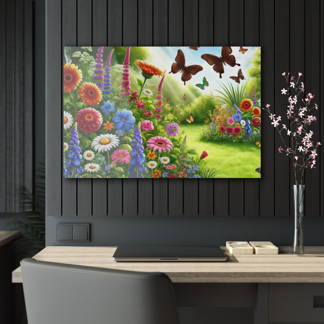 Daylight Delight - Garden and Butterflies Acrylic Painting