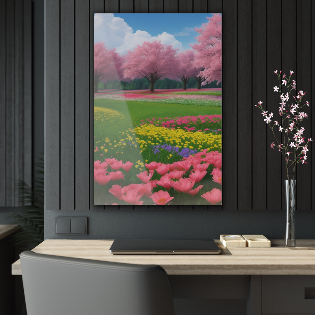 🍃 Pink Blossoms Amidst Greenery: Forest Magic 🌳 - Creative Canvas Corner