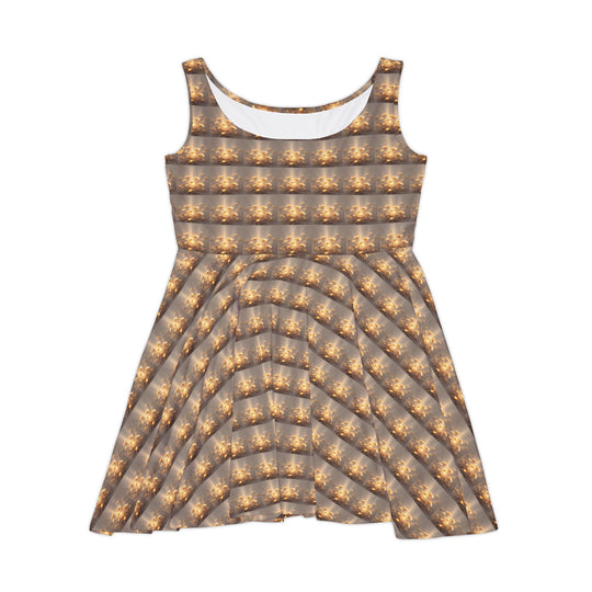 Golden Petal Spirit Women Skater Dress