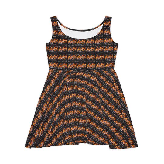 Y2K Chrome Flame Vibe Women Skater Dress