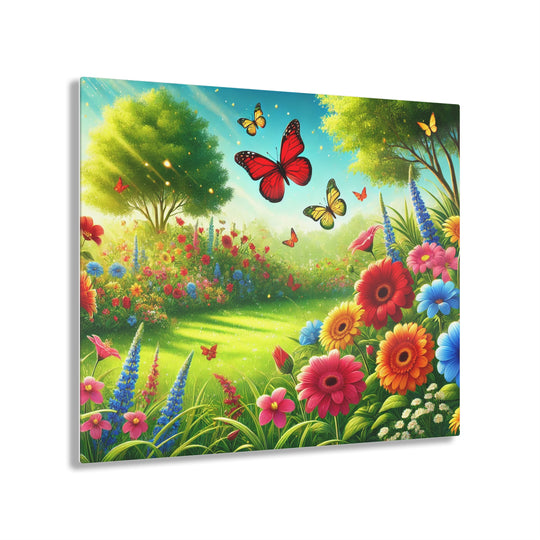 Nature's Garden with Butterflies - Acrylic Painting