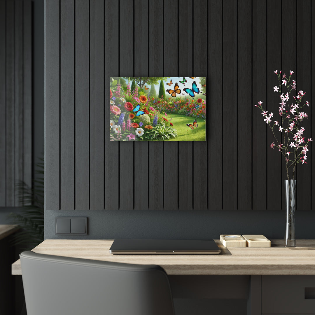 Blooming Garden with Butterflies - Acrylic Painting