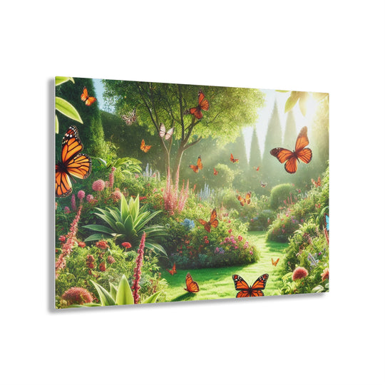 Beautiful Garden with Butterflies - Acrylic Art