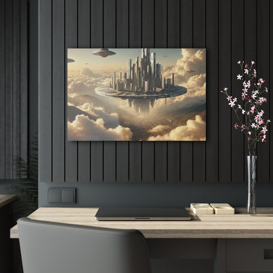 Floating Futuristic Sky City Acrylic Print