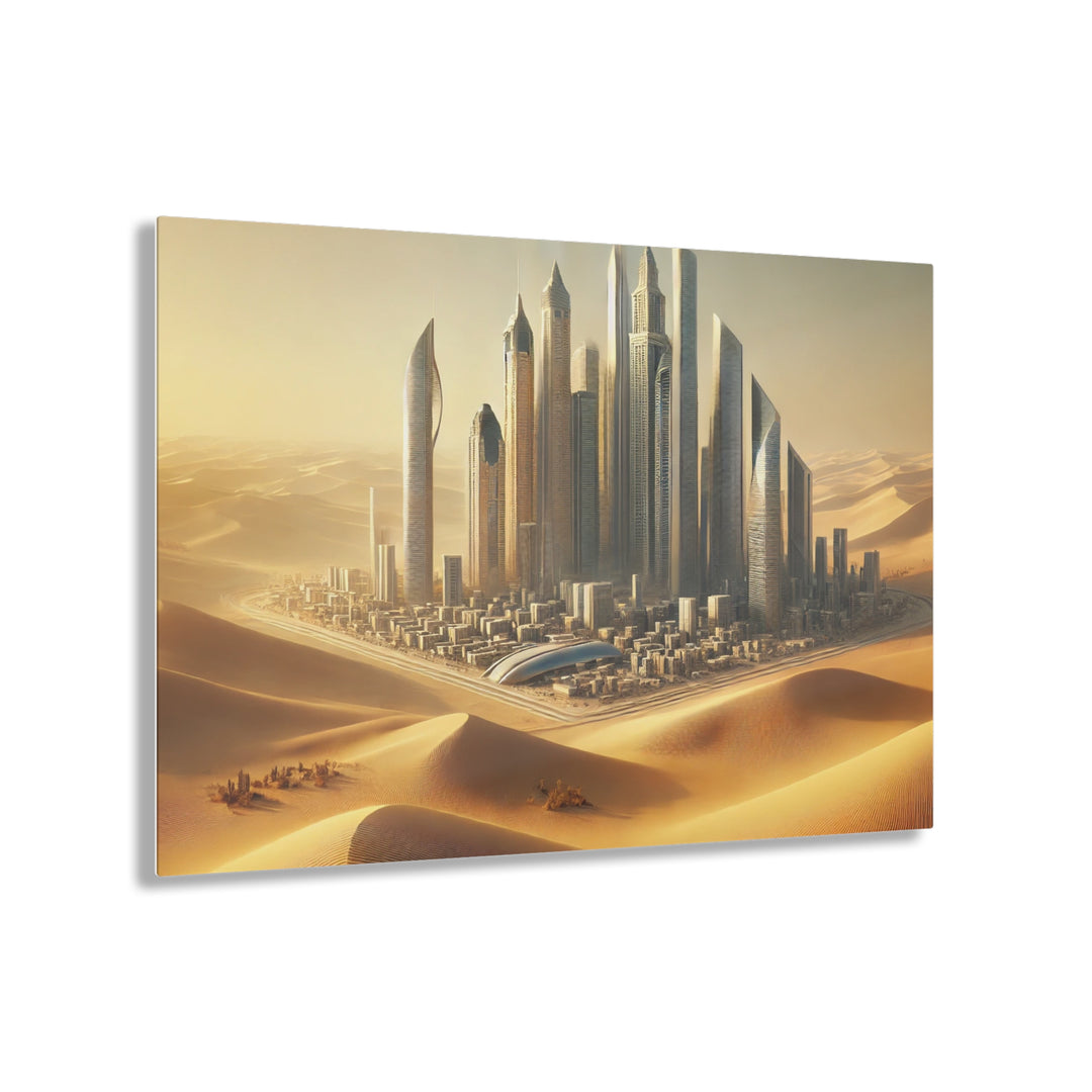 Futuristic Desert City Oasis Acrylic Print