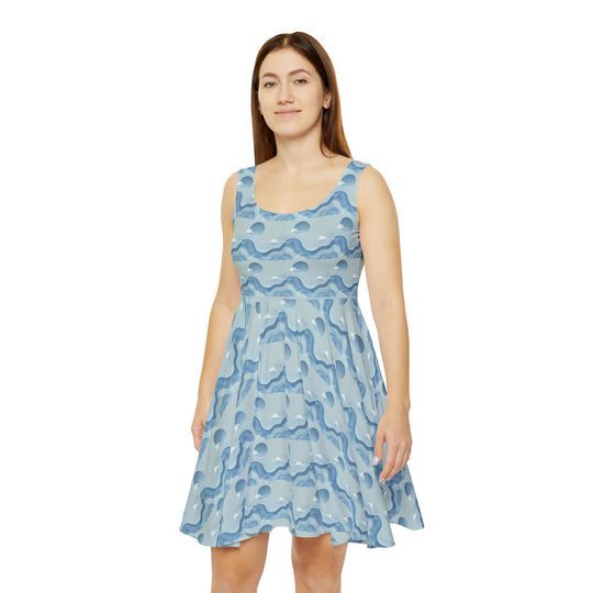 Minimalist Sky Blue Skater Dress for a Tranquil Look