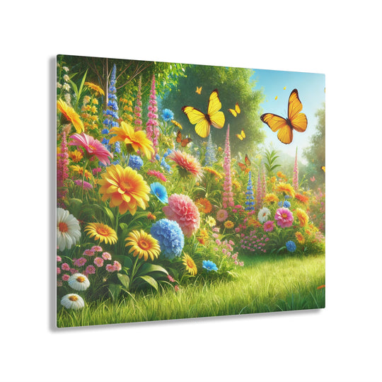 Radiant Garden and Butterflies - Acrylic Masterpiece