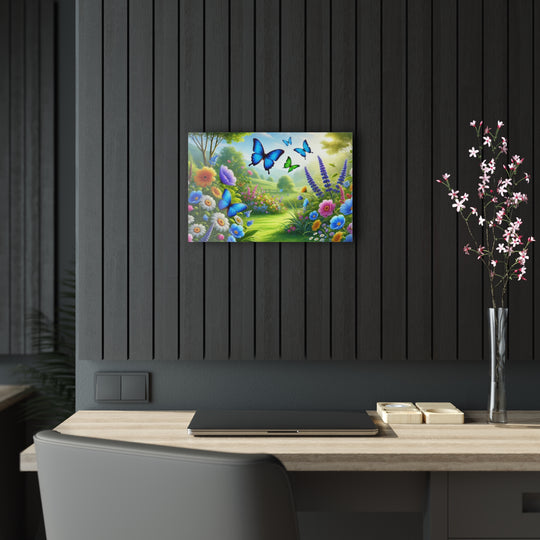 Butterfly Meadow - Green Garden Acrylic Painting