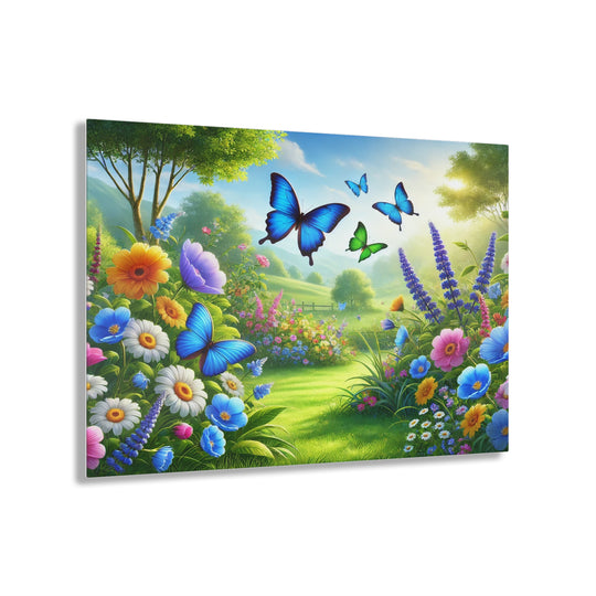 Butterfly Meadow - Green Garden Acrylic Painting