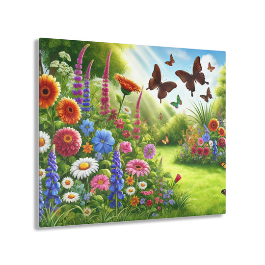 Daylight Delight - Garden and Butterflies Acrylic Painting