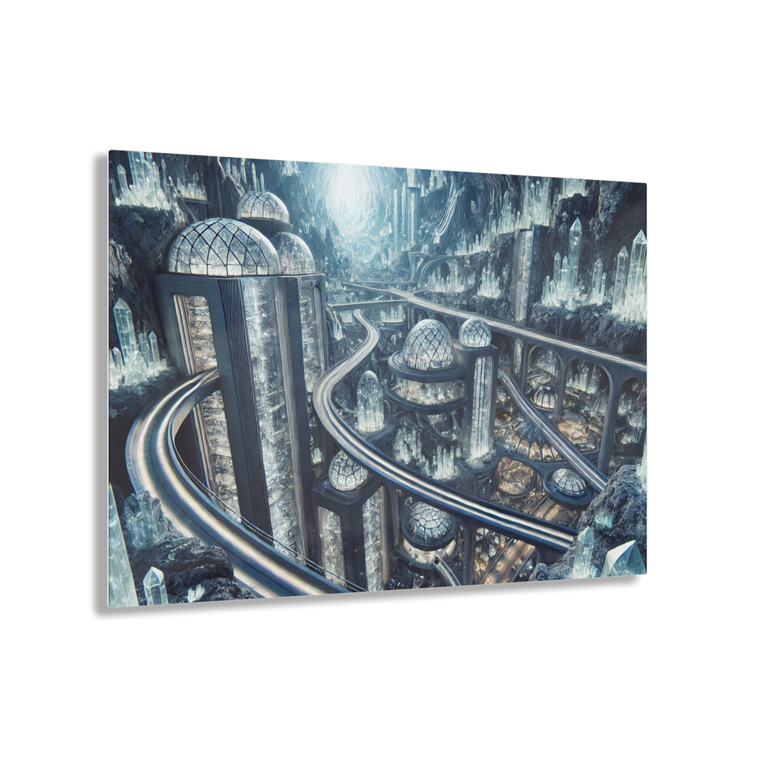 Futuristic Crystal Cavern City Acrylic Print