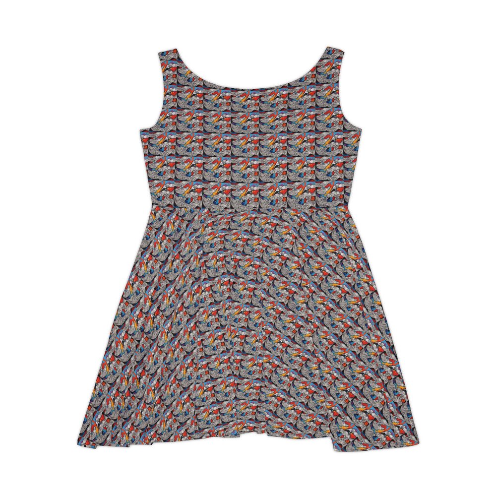 Digital Grid Vibe Women Skater Dress - Creative Canvas Corner