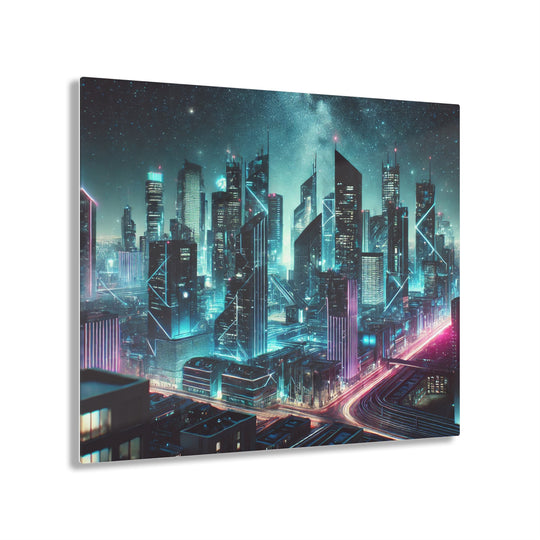 Nighttime Futurism Cityscape Acrylic Print