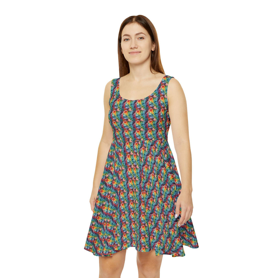 Chromatic Drip Vibe Women Skater Dress - Creative Canvas Corner