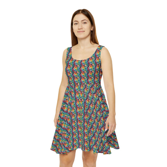 Chromatic Drip Vibe Women Skater Dress - Creative Canvas Corner