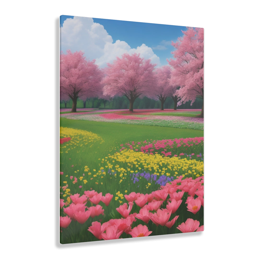 🍃 Pink Blossoms Amidst Greenery: Forest Magic 🌳 - Creative Canvas Corner