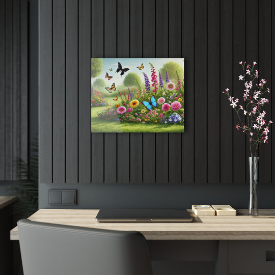 Enchanting Garden with Butterflies - Acrylic Art