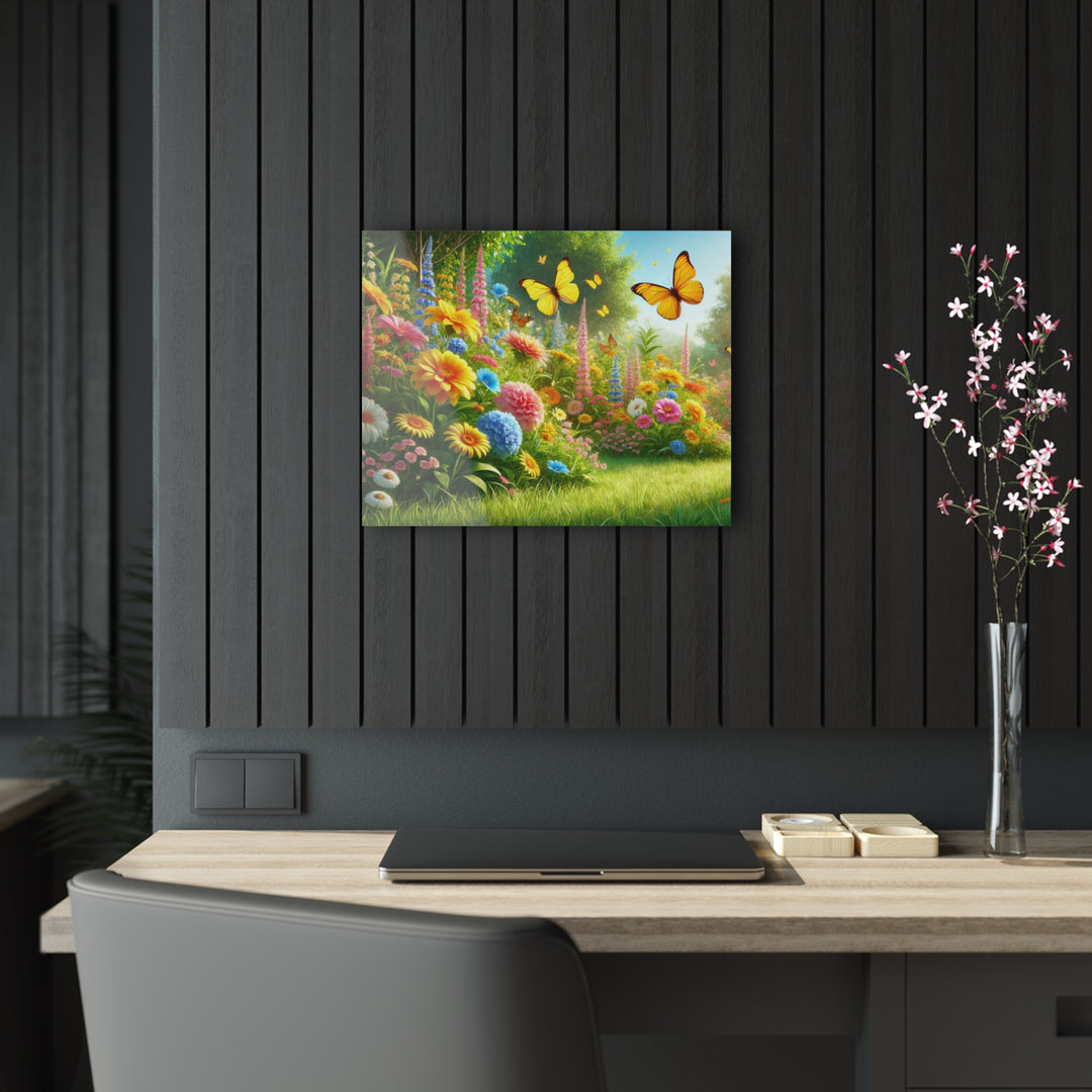 Radiant Garden and Butterflies - Acrylic Masterpiece